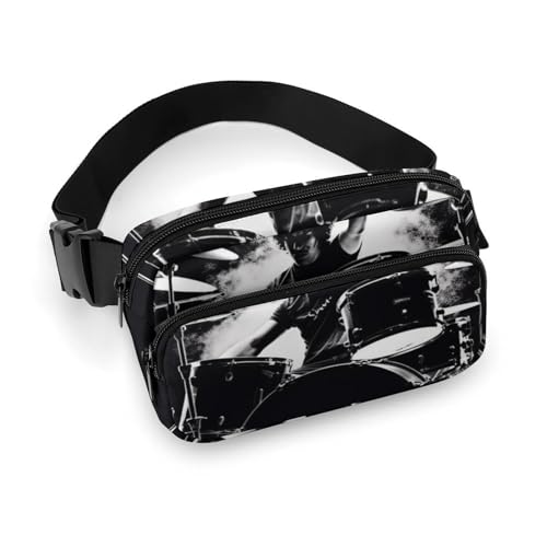 Bauchtasche mit Schlagzeuger-Aufdruck, für Damen und Herren, modisch, tragbar, verstellbarer Gürtel, Bauchtasche, Hüfttasche für Reisen, Stil 5, 20 x 13 cm, Stil 5, 20x13cm von OURTEV