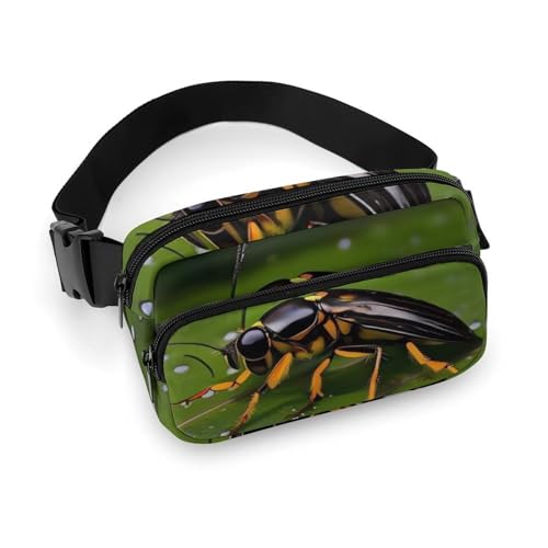 Bauchtasche mit niedlichem Bienendruck, für Damen und Herren, modisch, tragbar, verstellbarer Gürtel, Bauchtasche, Hüfttasche für Reisen, Stil 8, 20x13cm von OURTEV