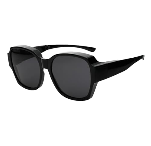 OUSHOP Damen-Sonnenbrille, polarisierte Sonnenbrille, Anti-UV, Fahren, Wandern, Angeln, Sport, faltbar, schützende Aufbewahrungstasche, Reisen,Schwarz,One Size von OUSHOP