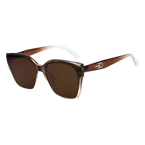 OUSHOP Damen-Sonnenbrille, polarisierte Sonnenbrille, Anti-UV, Fahren, Wandern, Angeln, Sport, großer Rahmen, Reisebrille,Braun,One Size von OUSHOP