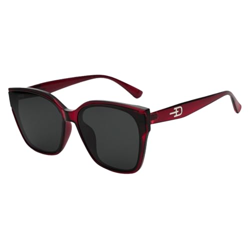 OUSHOP Damen-Sonnenbrille, polarisierte Sonnenbrille, Anti-UV, Fahren, Wandern, Angeln, Sport, großer Rahmen, Reisebrille,Burgundy,One Size von OUSHOP