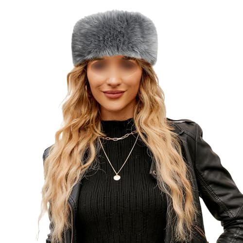 OUSHOP Damen Winter Warm Kunstfell Stirnband Exquisite Ohrwärmer Ski Deluxe Warm Flauschig Elastisches Haarband Stirnband, Weiß Grau, Einheitsgröße von OUSHOP