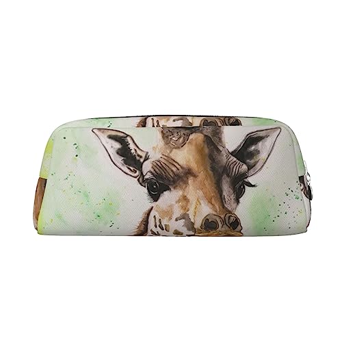 Aquarell Baby Giraffe Druck Bleistift Fall Wasserdichte Leder Bleistift Beutel Reise Comestic Tasche Aufbewahrungstasche Für Arbeit Büro, silber, Einheitsgröße, Kunst von OUSIKA