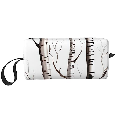 Birke Tree Cosmetic Bags for Women Portable Makeup Bag Travel Storage Bag Daily Receive Bag Large Capacity Culletry Bag, weiß, Einheitsgröße von OUSIKA