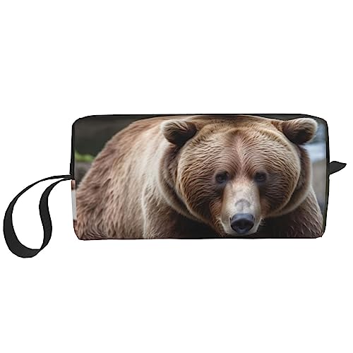 Brown Bears Kosmetiktaschen für Frauen Tragbare Make-up-Tasche Reise Aufbewahrungstasche Täglich Empfang Tasche Große Kapazität Kulturbeutel, weiß, Einheitsgröße von OUSIKA