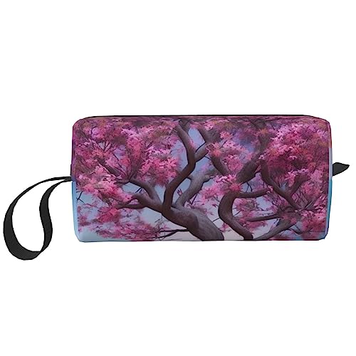 Bunte Blume Schmetterling Baum Kosmetiktaschen für Frauen Tragbare Make-up-Tasche Reise Aufbewahrungstasche Täglich Empfang Tasche Große Kapazität Kulturbeutel, weiß, Einheitsgröße von OUSIKA