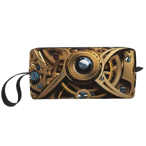 Coole Steampunk-Kosmetiktasche für Damen, tragbare Make-up-Tasche, Reise-Aufbewahrungstasche, für den täglichen Gebrauch, große Kapazität, Kulturbeutel, weiß, Einheitsgröße von OUSIKA