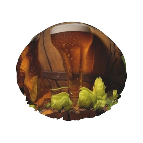 Duschhaube, wiederverwendbar, für Damen, langes Haar, doppellagig, wasserdicht, Bier- und Hopfenzapfen, elastischer Duschhut, Haarschutz für Damen, Spa-Salon Duschhaube, wiederverwendbar, für Damen, langes Haar, doppellagig, wasserdicht, Bier- und Hopfenzapfen, elastischer Duschhut, Haarschutz für Damen, Spa-Salon von OUSIKA
