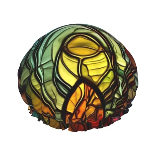 Duschhaube, wiederverwendbar, für Damen, langes Haar, doppellagig, wasserdicht, Buntglas-Kunst, elastischer Duschhut, Haarschutz für Damen, Spa-Salon Duschhaube, wiederverwendbar, für Damen, langes Haar, doppellagig, wasserdicht, Buntglas-Kunst, elastischer Duschhut, Haarschutz für Damen, Spa-Salon von OUSIKA