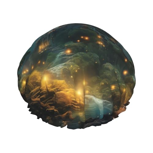 Duschhaube, wiederverwendbar, für Damen, langes Haar, doppellagig, wasserdicht, Fantasiewelt, elastischer Duschhut, Haarschutz für Damen, Spa-Salon Duschhaube, wiederverwendbar, für Damen, langes Haar, doppellagig, wasserdicht, Fantasiewelt, elastischer Duschhut, Haarschutz für Damen, Spa-Salon von OUSIKA