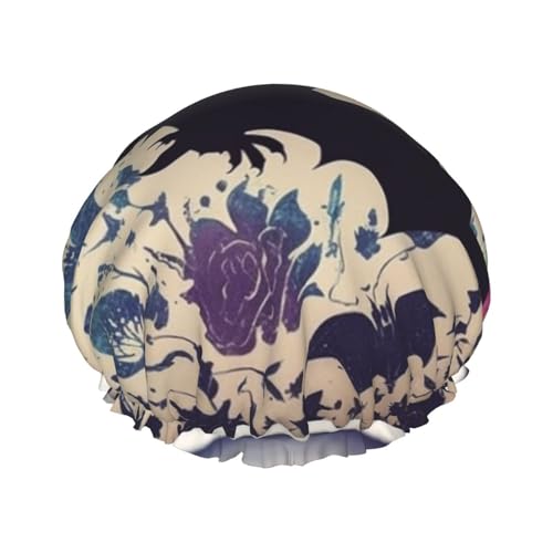 Duschhaube, wiederverwendbar, für Damen, langes Haar, doppellagig, wasserdicht, Fledermausdruck, elastischer Duschhut, Haarschutz für Damen, Spa-Salon Duschhaube, wiederverwendbar, für Damen, langes Haar, doppellagig, wasserdicht, Fledermausdruck, elastischer Duschhut, Haarschutz für Damen, Spa-Salon von OUSIKA
