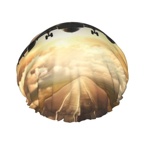 Duschhaube, wiederverwendbar, für Damen, langes Haar, doppellagig, wasserdicht, Haarkappen, Flugzeug, elastischer Duschhut, Haarschutz für Damen, Spa, Salon Duschhaube, wiederverwendbar, für Damen, langes Haar, doppellagig, wasserdicht, Haarkappen, Flugzeug, elastischer Duschhut, Haarschutz für Damen, Spa, Salon von OUSIKA