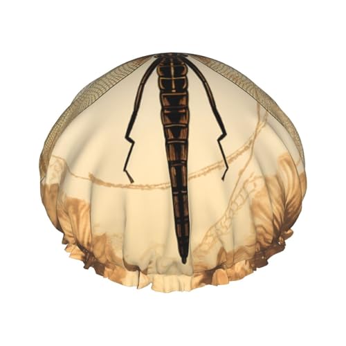 Duschhaube, wiederverwendbar, für Damen, langes Haar, doppellagig, wasserdicht, Libelle auf Sonnenblume, elastischer Duschhut, Haarschutz für Damen, Spa-Salon Duschhaube, wiederverwendbar, für Damen, langes Haar, doppellagig, wasserdicht, Libelle auf Sonnenblume, elastischer Duschhut, Haarschutz für Damen, Spa-Salon von OUSIKA