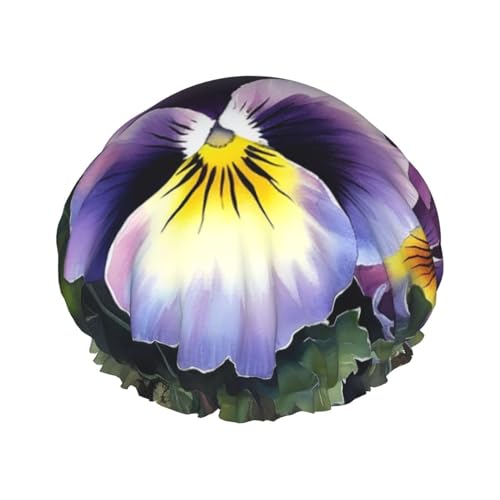 Duschhaube, wiederverwendbar, für Damen, langes Haar, doppellagig, wasserdicht, Stiefmütterchen, Perfektion, elastischer Duschhut, Haarschutz für Damen, Spa-Salon Duschhaube, wiederverwendbar, für Damen, langes Haar, doppellagig, wasserdicht, Stiefmütterchen, Perfektion, elastischer Duschhut, Haarschutz für Damen, Spa-Salon von OUSIKA