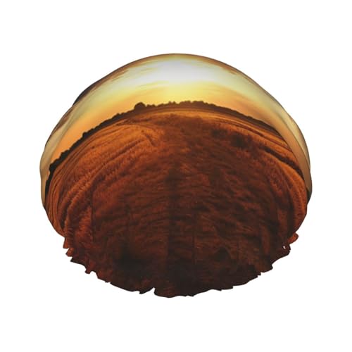 Duschhaube, wiederverwendbar, für Damen, langes Haar, doppellagig, wasserdicht, für Feld, Sonnenaufgang, elastischer Duschhut, Haarschutz für Damen, Spa, Salon Duschhaube, wiederverwendbar, für Damen, langes Haar, doppellagig, wasserdicht, für Feld, Sonnenaufgang, elastischer Duschhut, Haarschutz für Damen, Spa, Salon von OUSIKA