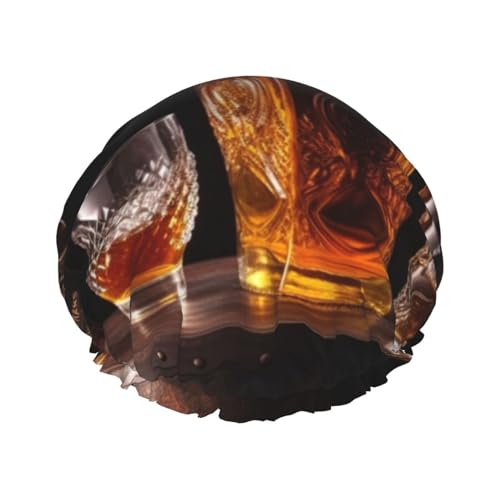 Duschhaube, wiederverwendbar, für Damen, langes Haar, doppellagig, wasserdicht, für Whisky, Bierbilder, elastischer Duschhut, Haarschutz für Damen, Spa-Salon Duschhaube, wiederverwendbar, für Damen, langes Haar, doppellagig, wasserdicht, für Whisky, Bierbilder, elastischer Duschhut, Haarschutz für Damen, Spa-Salon von OUSIKA