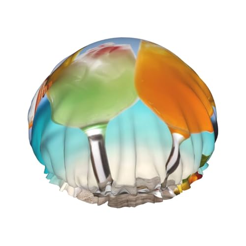 Duschhaube, wiederverwendbar, für Damen, langes Haar, doppellagig, wasserdicht, für tropische Strandgetränke, elastischer Duschhut, Haarschutz für Damen, Spa, Salon Duschhaube, wiederverwendbar, für Damen, langes Haar, doppellagig, wasserdicht, für tropische Strandgetränke, elastischer Duschhut, Haarschutz für Damen, Spa, Salon von OUSIKA