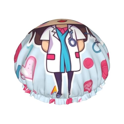 Duschhaube, wiederverwendbar, für Damen, langes Haar, doppellagig, wasserdicht, niedlich, Krankenschwester, elastischer Duschhut, Haarschutz für Damen, Spa-Salon Duschhaube, wiederverwendbar, für Damen, langes Haar, doppellagig, wasserdicht, niedlich, Krankenschwester, elastischer Duschhut, Haarschutz für Damen, Spa-Salon von OUSIKA