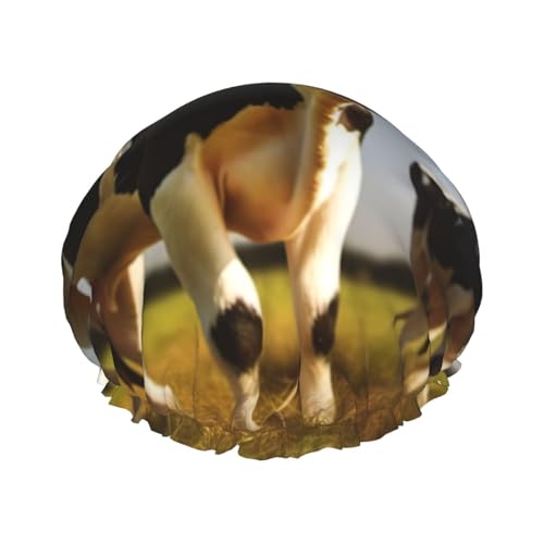 Duschhaube, wiederverwendbar, für Damen, langes Haar, doppellagig, wasserdicht, niedliche Kuh, elastischer Duschhut, Haarschutz für Damen, Spa-Salon Duschhaube, wiederverwendbar, für Damen, langes Haar, doppellagig, wasserdicht, niedliche Kuh, elastischer Duschhut, Haarschutz für Damen, Spa-Salon von OUSIKA