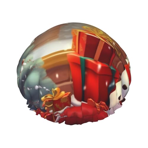 Duschhaube, wiederverwendbare Badekappen für Damen, langes Haar, doppellagig, wasserdicht, Haarkappen, Frohe Weihnachten, elastischer Duschhut, Haarschutz für Damen, Spa-Salon Duschhaube, wiederverwendbare Badekappen für Damen, langes Haar, doppellagig, wasserdicht, Haarkappen, Frohe Weihnachten, elastischer Duschhut, Haarschutz für Damen, Spa-Salon von OUSIKA