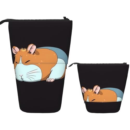Federmäppchen, Teleskop-Stiftehalter, mit Reißverschluss, Pop-Up-Bleistifttasche, niedlicher Hamster mit Brille, tragbare Make-up-Tasche, Organizer, niedliche Stifttasche für Büro, Urlaub, von OUSIKA