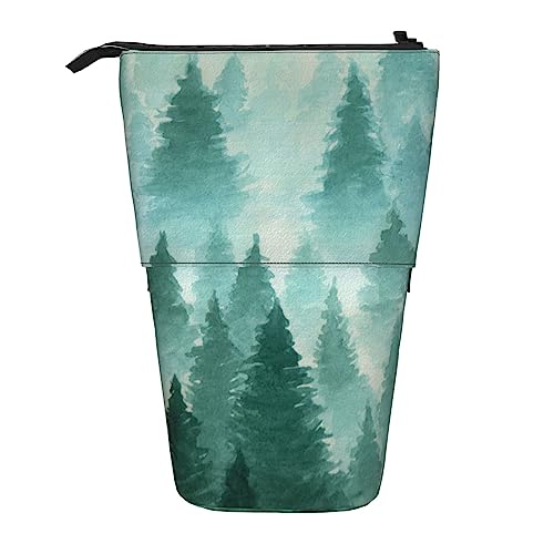 Galaxy Planet Nature Ständer Stiftehalter Teleskopisches Federmäppchen Stifttasche Make-up-Tasche Organizer für Büro, Grünes Ölgemälde Wald, Einheitsgröße, Taschen-Organizer von OUSIKA