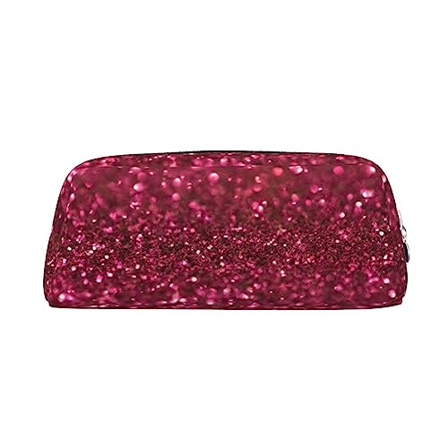 Glitzernder roter Glitzer-Druck-Bleistift-Kasten-wasserdichtes Leder-Federmäppchen Reise-Comestic Tasche Aufbewahrungstasche für Arbeit Büro, silber, Einheitsgröße, Kunst von OUSIKA