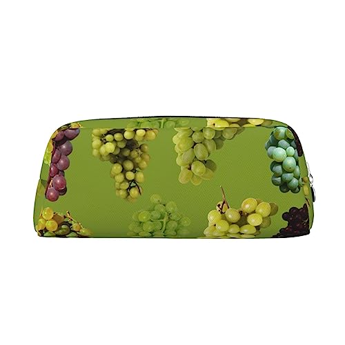 Grapes Print Bleistift Fall Wasserdicht Leder Bleistift Beutel Reise Comestic Tasche Aufbewahrungstasche Für Arbeit Büro, silber, Einheitsgröße, Kunst von OUSIKA