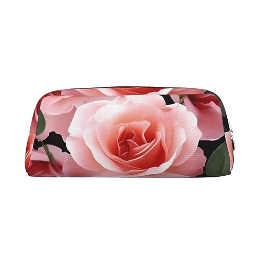 Kosmetiktasche aus Leder mit blühenden Rosenblüten, Kosmetiktasche, Kosmetiktasche, tägliche Aufbewahrungstasche für Damen, silber, Einheitsgröße, Taschen-Organizer von OUSIKA