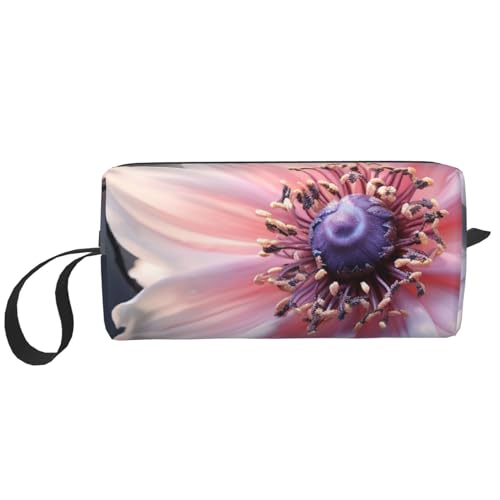 Kosmetiktasche mit Blumenblüten für Damen, tragbare Make-up-Tasche, Reise-Aufbewahrungstasche, für den täglichen Gebrauch, große Kapazität, Kulturbeutel, weiß, Einheitsgröße von OUSIKA