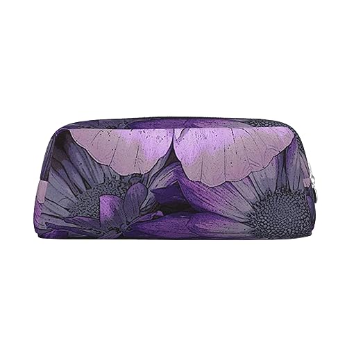 Lila Schmetterling Make-up Tasche Leder Federmäppchen Reise Kulturbeutel Kosmetiktasche Täglich Aufbewahrungstasche für Frauen, silber, Einheitsgröße, Taschen-Organizer von OUSIKA