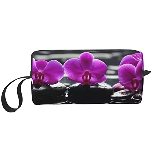 Lila Schmetterling Orchidee Kosmetiktaschen für Frauen Tragbare Make-up-Tasche Reise Aufbewahrungstasche Täglich Empfang Tasche Große Kapazität Kulturbeutel, Weiß, Einheitsgröße, weiß, Einheitsgröße von OUSIKA