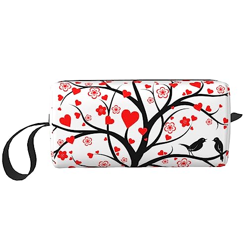 Love Heart Tree Kosmetiktaschen für Frauen Tragbare Make-up-Tasche Reise Aufbewahrungstasche Täglich Empfang Tasche Große Kapazität Kulturbeutel, weiß, Einheitsgröße von OUSIKA