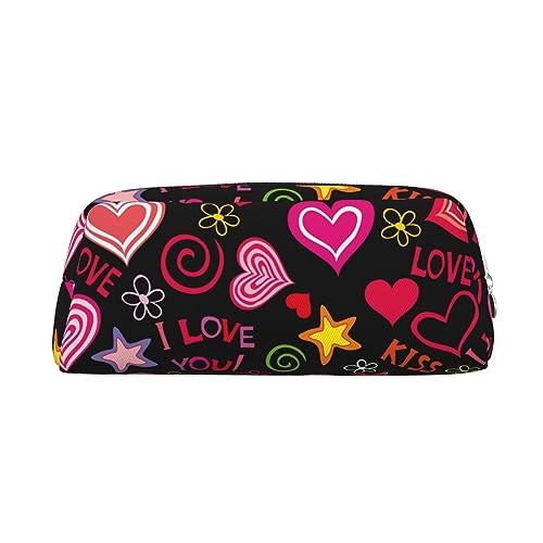 Love Hearts Make-up-Tasche Leder Federmäppchen Reise Kulturbeutel Kosmetiktasche tägliche Aufbewahrungstasche für Frauen, silber, Einheitsgröße, Taschen-Organizer von OUSIKA