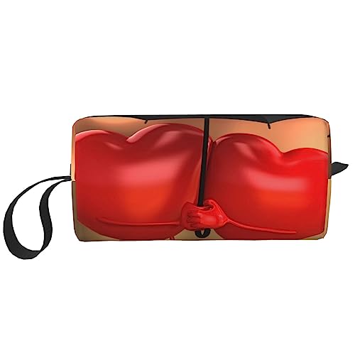 Love Hearts with Umbrella Cosmetic Bags for Women Portable Makeup Bag Travel Storage Bag Daily Receive Bag Large Capacity Culletry Bag, weiß, Einheitsgröße von OUSIKA