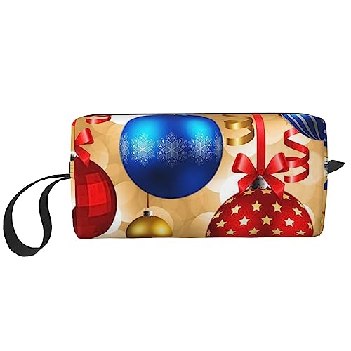 Merry Christmas Kosmetiktaschen für Frauen Tragbare Make-up-Tasche Reise Aufbewahrungstasche Täglich Empfang Tasche Große Kapazität Kulturbeutel, weiß, Einheitsgröße von OUSIKA