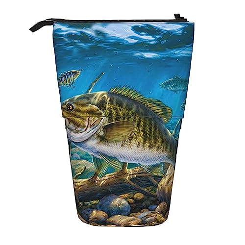 Musikalbum Rahmen Ständer Stifthalter Teleskop Federmäppchen Stifttasche Make-up Tasche Organizer für Büro, See Fisch Angeln, Einheitsgröße, Taschen-Organizer von OUSIKA