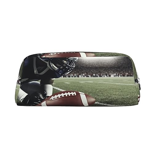 OUSIKA American Football Make-up-Tasche, Leder, Federmäppchen, Reise-Kulturbeutel, Kosmetiktasche, tägliche Aufbewahrungstasche für Damen, silber, Einheitsgröße von OUSIKA