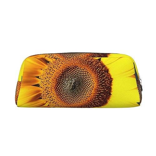 OUSIKA Bloom Sunflower Make-up-Tasche Leder Federmäppchen Reise Kulturbeutel Kosmetiktasche tägliche Aufbewahrungstasche für Frauen, silber, Einheitsgröße von OUSIKA