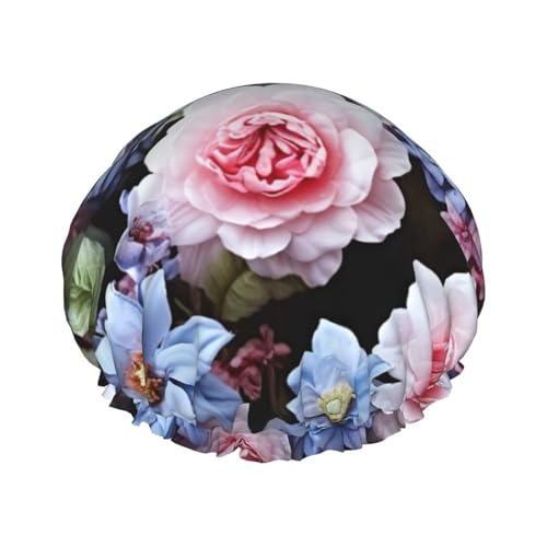 OUSIKA Duschhaube, wiederverwendbar, für Damen, langes Haar, doppellagig, wasserdicht, Blau und Blumen, elastischer Duschhut, Haarschutz für Damen, Spa-Salon OUSIKA Duschhaube, wiederverwendbar, für Damen, langes Haar, doppellagig, wasserdicht, Blau und Blumen, elastischer Duschhut, Haarschutz für Damen, Spa-Salon von OUSIKA