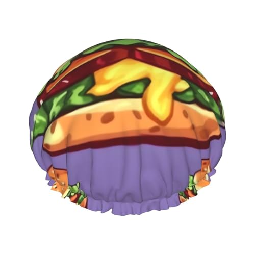 OUSIKA Duschhaube, wiederverwendbar, für Damen, langes Haar, doppellagig, wasserdicht, Cartoon-Hamburger, elastischer Duschhut, Haarschutz für Damen, Spa-Salon OUSIKA Duschhaube, wiederverwendbar, für Damen, langes Haar, doppellagig, wasserdicht, Cartoon-Hamburger, elastischer Duschhut, Haarschutz für Damen, Spa-Salon von OUSIKA