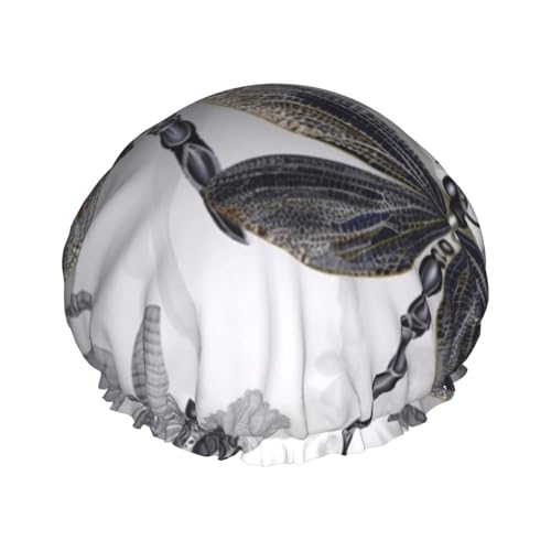 OUSIKA Duschhaube, wiederverwendbar, für Damen, langes Haar, doppellagig, wasserdicht, Libellen, grau, elastisch, Duschhut, Haarschutz für Damen, Spa-Salon OUSIKA Duschhaube, wiederverwendbar, für Damen, langes Haar, doppellagig, wasserdicht, Libellen, grau, elastisch, Duschhut, Haarschutz für Damen, Spa-Salon von OUSIKA