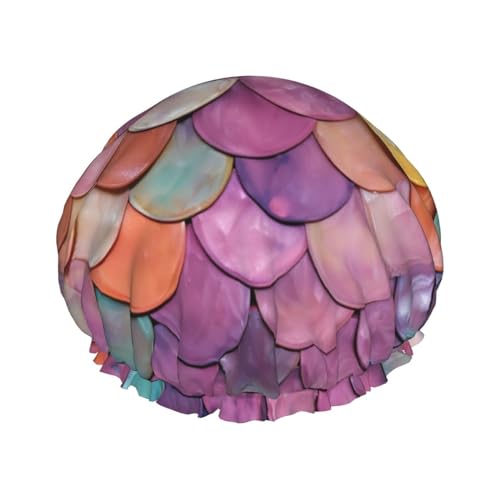 OUSIKA Duschhaube, wiederverwendbar, für Damen, langes Haar, doppellagig, wasserdicht, Meerjungfrauenschuppen, Hintergrund, elastischer Duschhut, Haarschutz für Damen, Spa, Salon OUSIKA Duschhaube, wiederverwendbar, für Damen, langes Haar, doppellagig, wasserdicht, Meerjungfrauenschuppen, Hintergrund, elastischer Duschhut, Haarschutz für Damen, Spa, Salon von OUSIKA
