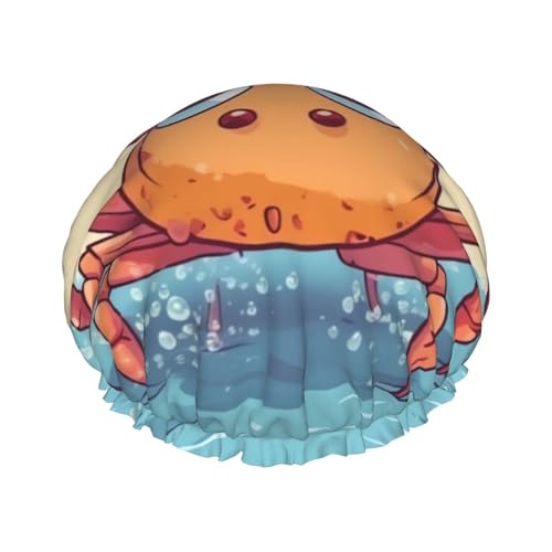 OUSIKA Duschhaube, wiederverwendbar, für Damen, langes Haar, doppellagig, wasserdicht, Sommer-Cartoon-Krabbe, elastischer Duschhut, Haarschutz für Damen, Spa-Salon OUSIKA Duschhaube, wiederverwendbar, für Damen, langes Haar, doppellagig, wasserdicht, Sommer-Cartoon-Krabbe, elastischer Duschhut, Haarschutz für Damen, Spa-Salon von OUSIKA