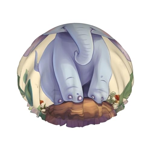 OUSIKA Duschhaube, wiederverwendbar, für Damen, langes Haar, doppellagig, wasserdicht, niedlicher Elefant, elastischer Duschhut, Haarschutz für Damen, Spa-Salon OUSIKA Duschhaube, wiederverwendbar, für Damen, langes Haar, doppellagig, wasserdicht, niedlicher Elefant, elastischer Duschhut, Haarschutz für Damen, Spa-Salon von OUSIKA