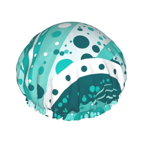 OUSIKA Duschhaube, wiederverwendbar, für Damen, langes Haar, doppellagig, wasserdicht, türkis und weiß, Kreis, elastischer Duschhut, Haarschutz für Damen, Spa-Salon OUSIKA Duschhaube, wiederverwendbar, für Damen, langes Haar, doppellagig, wasserdicht, türkis und weiß, Kreis, elastischer Duschhut, Haarschutz für Damen, Spa-Salon von OUSIKA