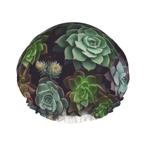 OUSIKA Duschhaube, wiederverwendbare Badekappen für Damen, langes Haar, doppellagig, wasserdicht, Haarkappen, Sukkulenten, elastischer Duschhut, Haarschutz für Damen, Spa-Salon OUSIKA Duschhaube, wiederverwendbare Badekappen für Damen, langes Haar, doppellagig, wasserdicht, Haarkappen, Sukkulenten, elastischer Duschhut, Haarschutz für Damen, Spa-Salon von OUSIKA