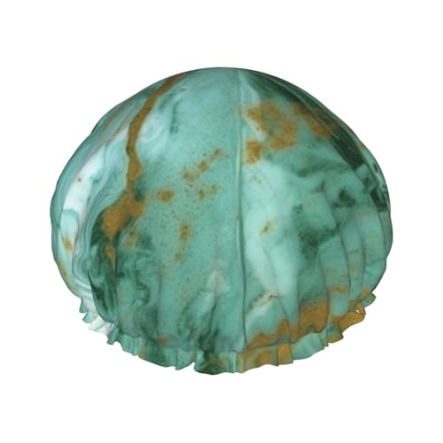 OUSIKA Duschhaube, wiederverwendbare Badekappen für Damen, langes Haar, doppellagig, wasserdicht, Haarkappen, grünes Gold, Marmor, elastischer Duschhut, Haarschutz für Damen, Spa-Salon OUSIKA Duschhaube, wiederverwendbare Badekappen für Damen, langes Haar, doppellagig, wasserdicht, Haarkappen, grünes Gold, Marmor, elastischer Duschhut, Haarschutz für Damen, Spa-Salon von OUSIKA