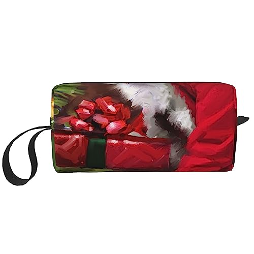 OUSIKA Frohe Weihnachten Weihnachtsmann Kosmetiktaschen für Frauen Tragbare Make-up-Tasche Reise Aufbewahrungstasche Täglich Empfang Tasche Große Kapazität Kulturbeutel, Weiß, Einheitsgröße, weiß, von OUSIKA