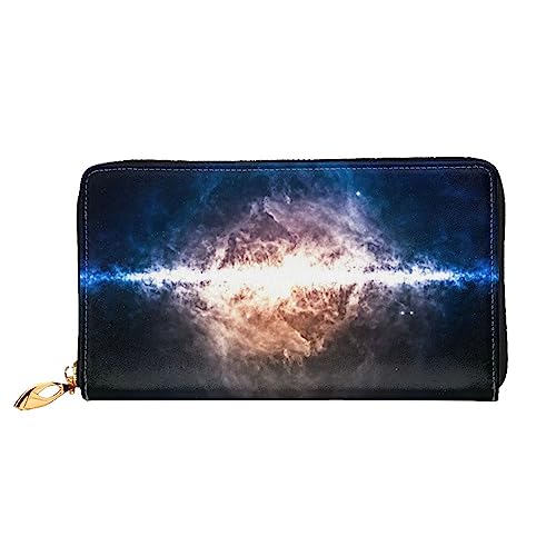 OUSIKA Galaxy Damen Geldbörse Leder Große Kapazität Reißverschluss Clutch Handtasche Münzbörse für Frauen, Schwarz , Einheitsgröße von OUSIKA